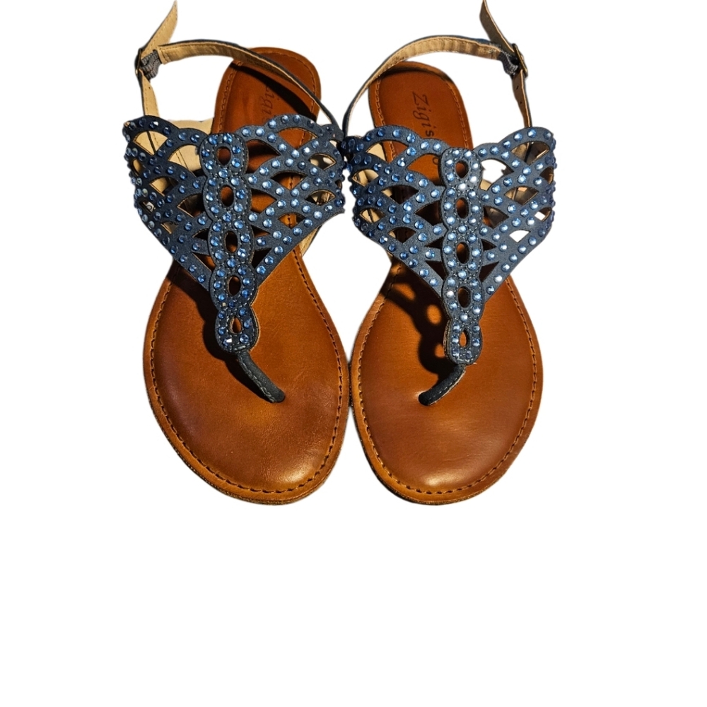 Zigi Soho Blue Rhinestone Embellished Sandals Size 8 - Picture 4 of 8